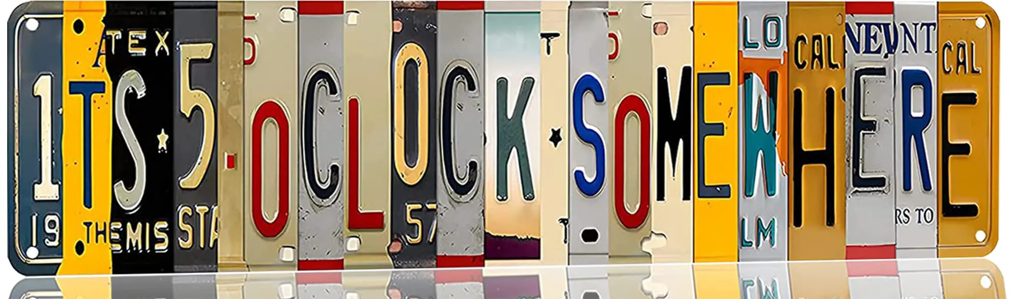 Five O Clock Somewhere Retro Metal Tin Sign For Bar Pub Club Cafe Restaurant Home Kitchen Outdoor Indoor 16 x 4 Inches Funny Kit
