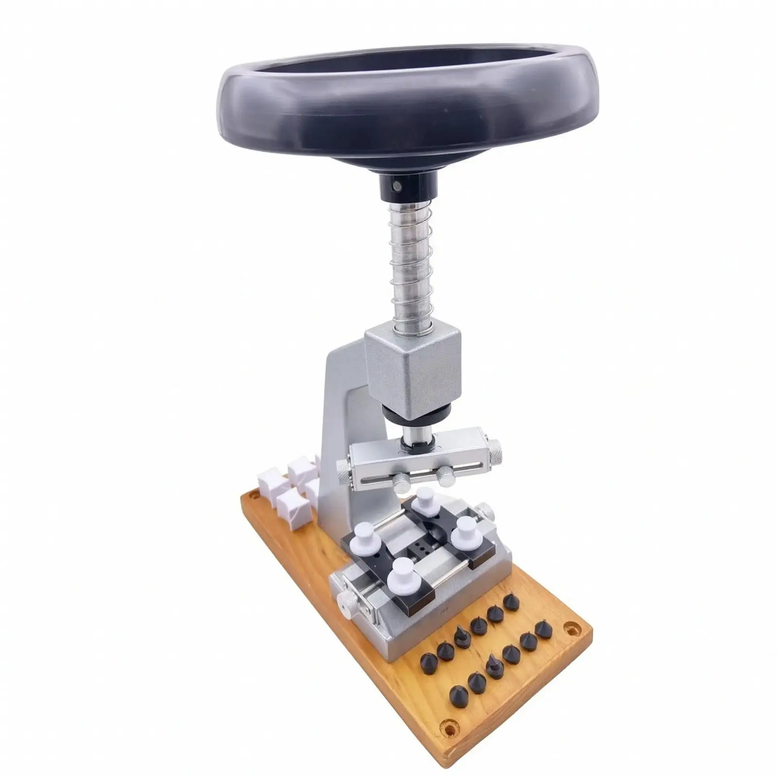 Professional Watch Case Opener Tool with Wooden Base for Watch Repair Bench Top