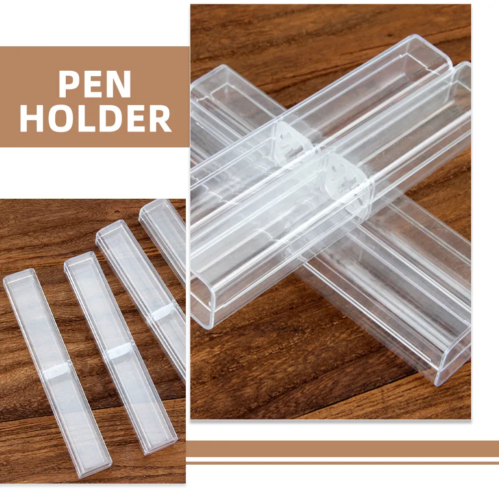 20Pcs Transparent PVC Pen Boxes Small Pen Case Organizer Display Storage Gift Packaging Box Transparent Packaging Box