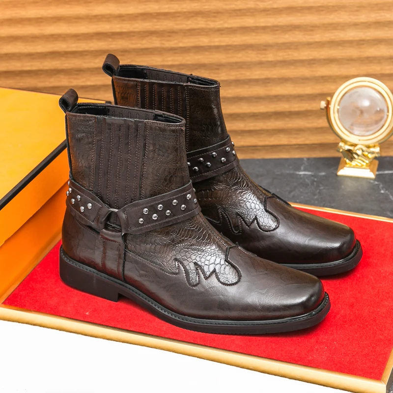 Size 38-46 Retro Men Ankle Boots Men Comfortable Fashion Cowboy Boots European Outdoor Waterproof Training Brand Boots Men