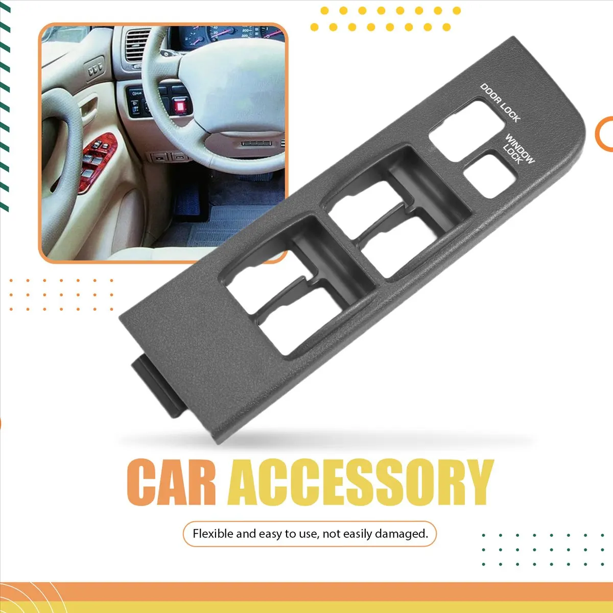 #50S  Land  Window  Panel,New Front Armrest Panel Window Switch Bezel L 74232-60070-B0 (Grey)
