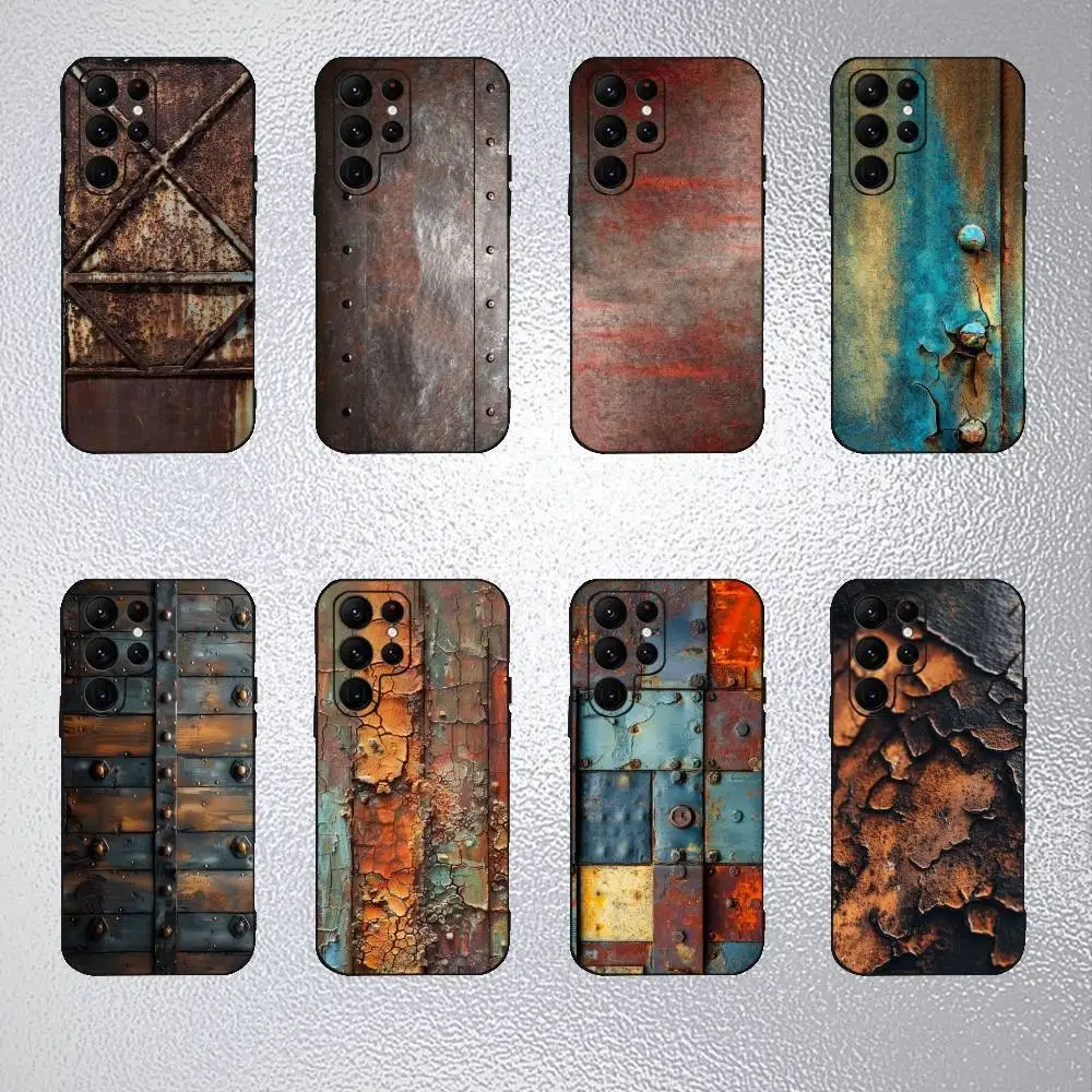 

R-Retro Industrial Rusty Phone Case For Samsung S25,S24,S23,S22,S21,S20,Plus,Fe,Lite,Others Black Cover