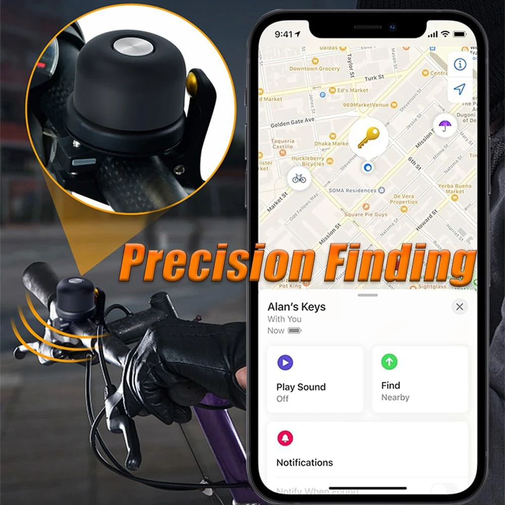 1st/2nd/3rd/4/5Generation Bicycle Bell for Airtag Case Bike Mount GPS Tracker Waterproof for Air Tag Hide Under Bike Bell Holder