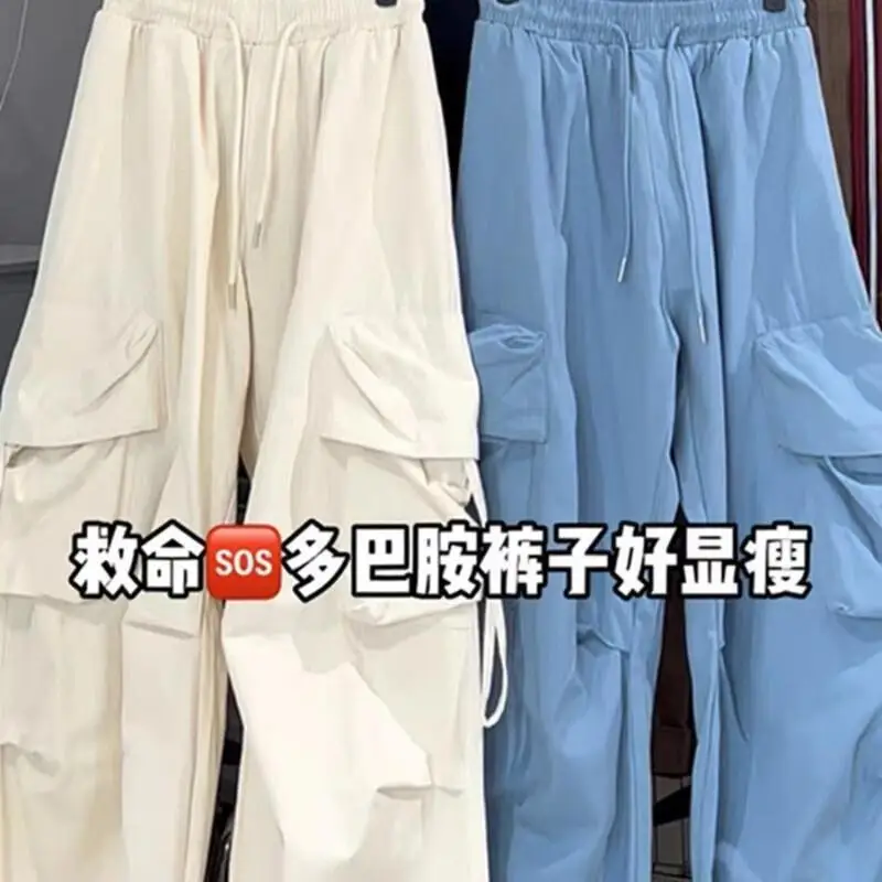 

Популярная модная студенческая повседневная женская одежда Kawaii для девочек с героями мультфильмов, новинка 2026 года, милые брюки-карго в американском стиле ретро для девочек, женские свободные уличные брюки