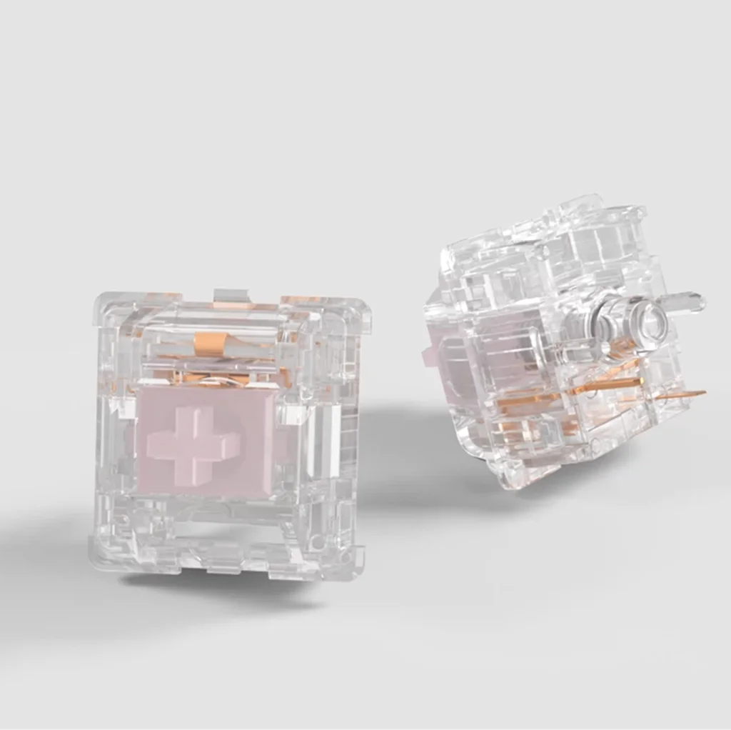 MMD Silent Aqua King Switch 5PIN Linear para Teclado Mecânico, Switches Silenciosos Totalmente Transparentes, Eixo LY, 28g, Pressão Leve, Pré-lubrific
