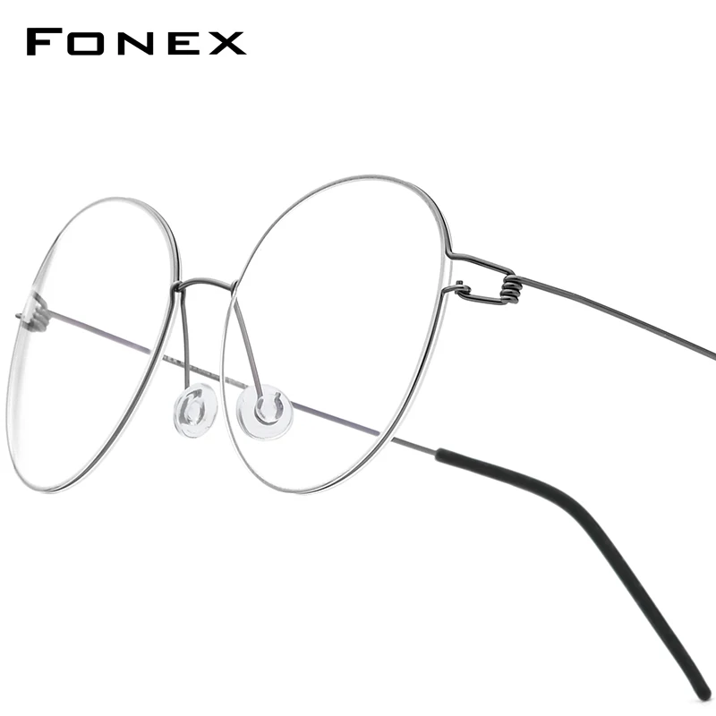 

FONEX безвинтовая оправа для очков, женские брендовые дизайнерские круглые дания, корейские очки, мужские утепленные безвинтовые сверхлегкие очки 98634