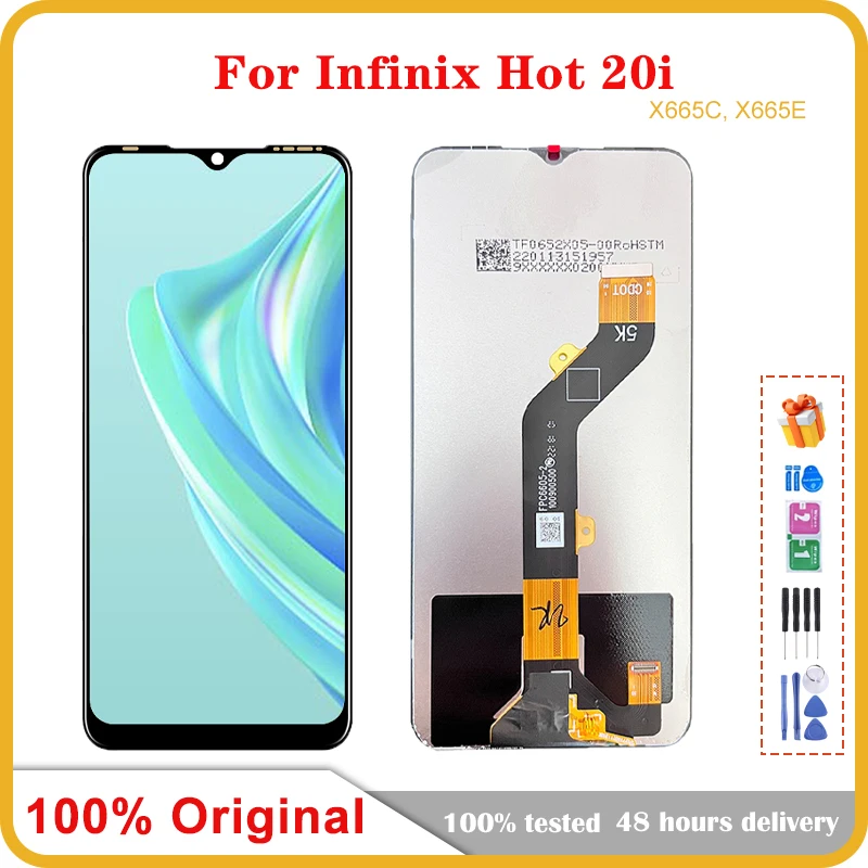 

6,6 ''оригинальный для Infinix Hot 20i X665C X665E ЖК-дисплей кодирующий преобразователь сенсорного экрана в сборе для Infinix Hot20i LCD