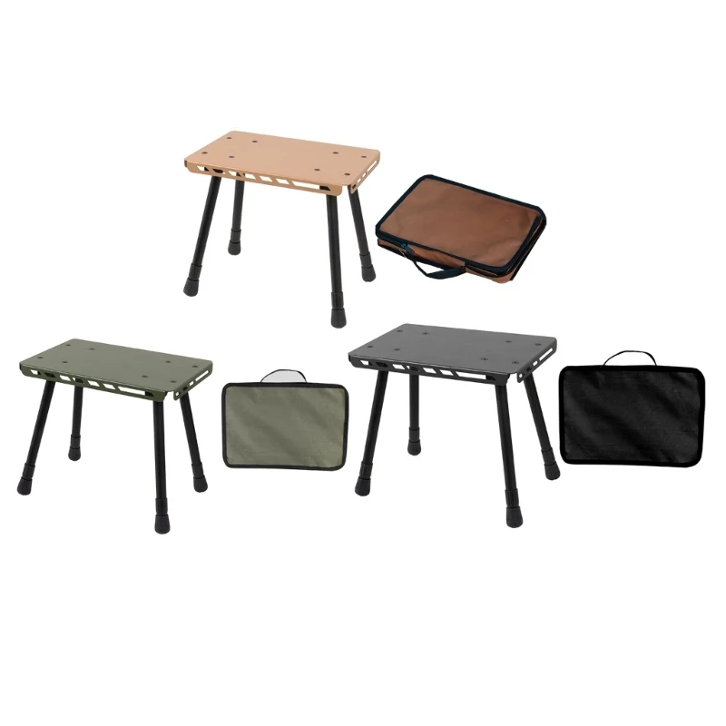 yunyun 2 in 1 Camping Table Outdoor Stool Aluminum Alloys Folding Table Practical Table for Camping Picnics Fishing BBQ