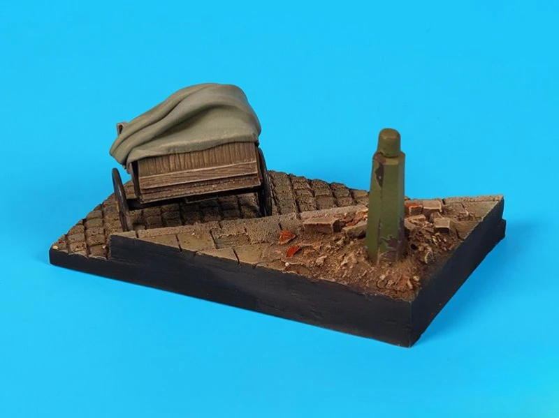 Modell aus Druckgussharz im Maßstab 1:35, zusammengebauter Bausatz, Straße mit Wagenbasis (100 x 60 mm), Szenenmodell, unmontiert, unbemalt