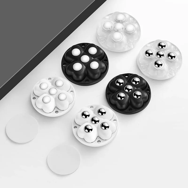 4Pcs New 360°Rotatable Furniture Casters Self Adhesive 5-Ball Storage Box Roller Mute Universal Wheel