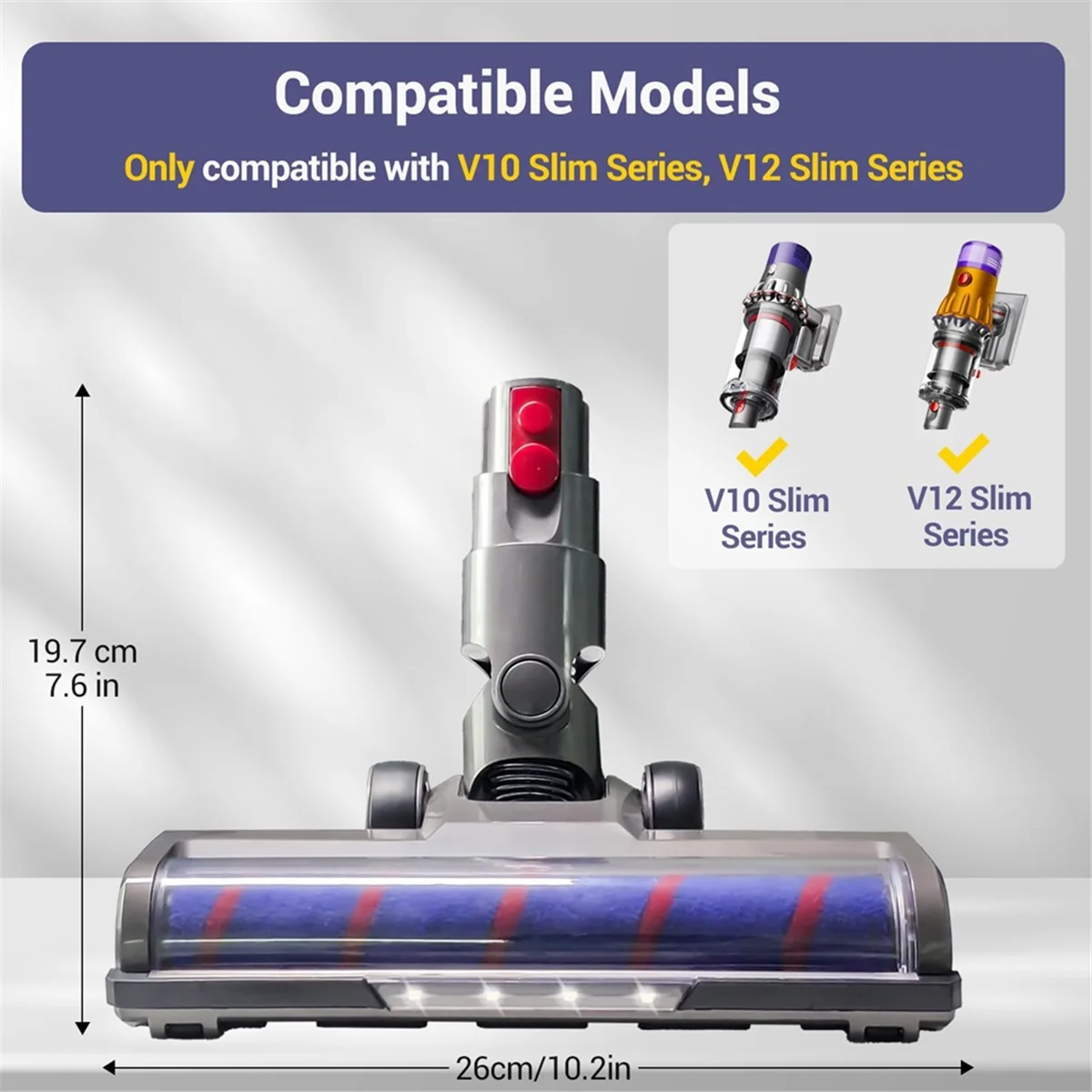 Kepala Sikat Pengganti Populer untuk Dyson V12 Detect Slim dan Seri V10 Slim, dengan Sikat Lantai Pengganti Lampu LED