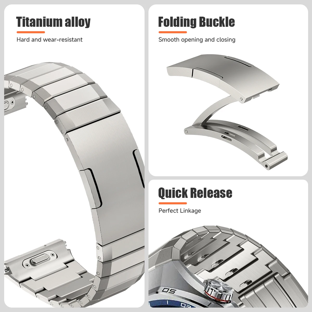 حزام تيتانيوم فاخر لساعة هواوي GT 6 Pro 46 ملم بدون فجوات سوار معدني لساعة هواوي GT6 Pro سريع الإصدار Correa