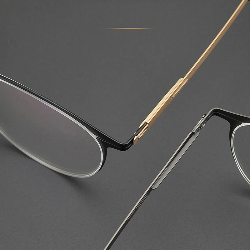 Germany Screwless Round Glasses Frames Men Women Ultra-light Oval No Screw Stainless Steel Eyeglasses Fashion Brand Design 2024 image 2