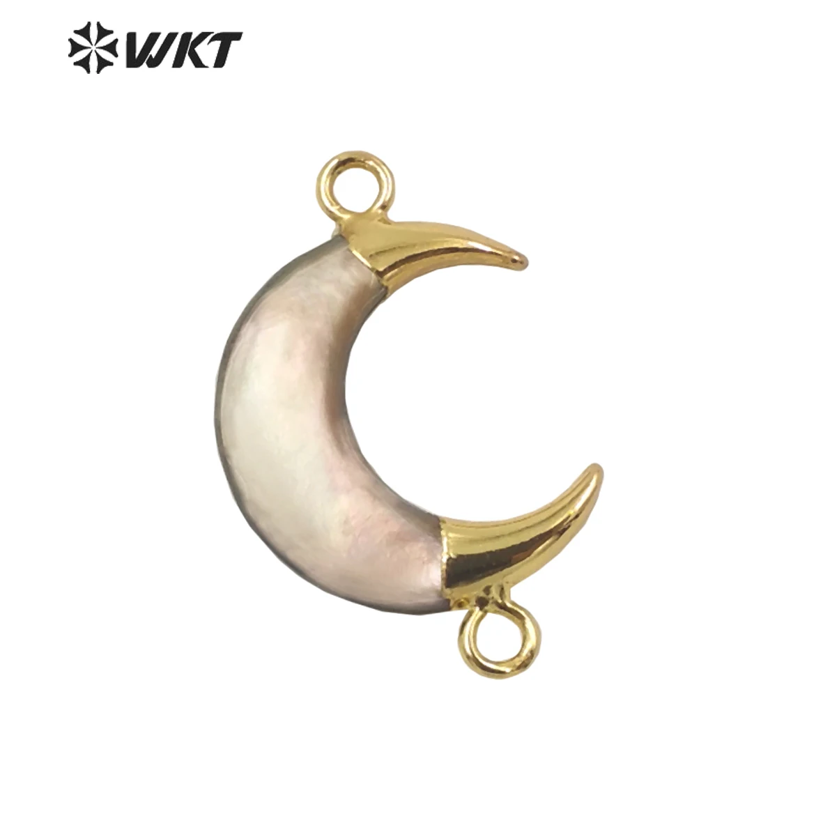 

WT-JP293 WKT Amazing Lovely Tiny Grey Golden Corner Shell Moon Shape Double Hooks Grey Shell Romantic Pendants Necklace Jewelry