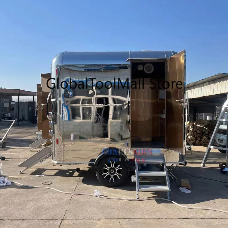 Portable Restroom Trailer Toilet Trailer Stainless Steel Modern Design 2 Stalls Bathroom Trailer for Outdoor Events