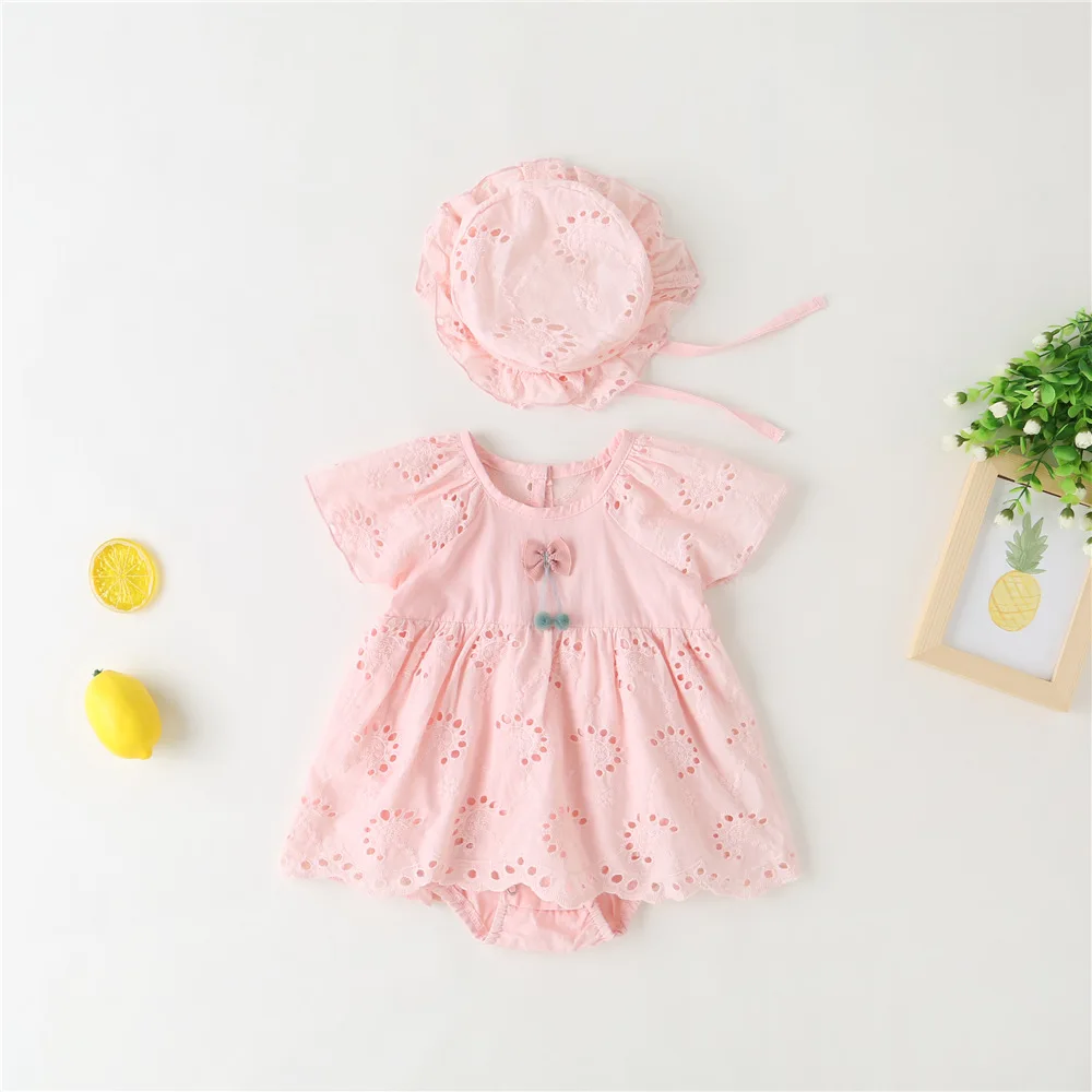 2024 Baby Girls Little fresh and cute Dress Summer Short Sleeve Baby Bodysuit  Holiday Casual Kids Girls Dresses Clothing