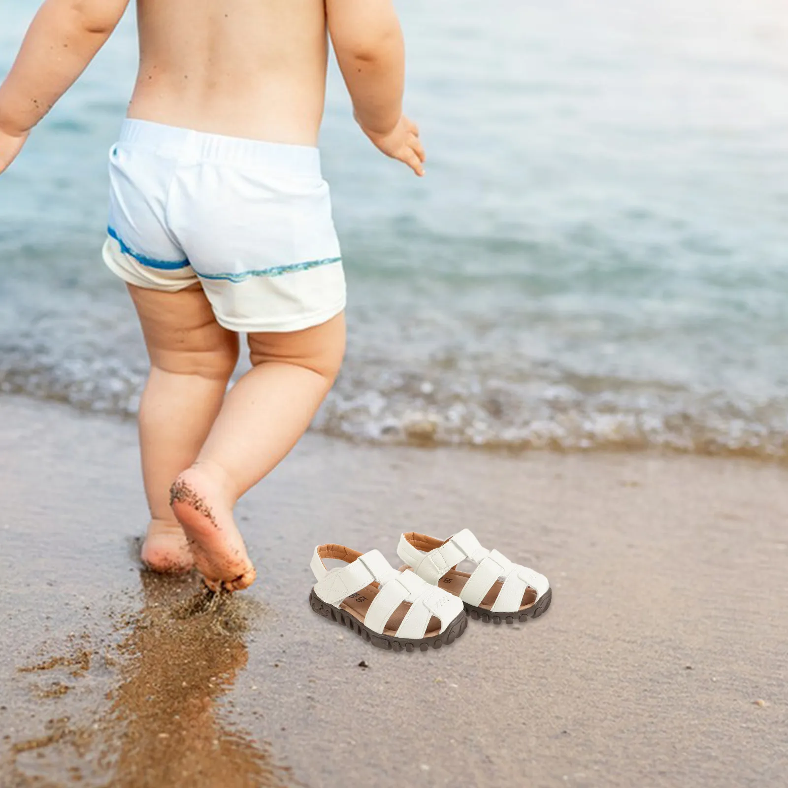 

1Pair Soft Sole Kids Sandals Comfortable Outdoor Walking Shoes Breathable Boys Beach Summer Sandals Closed Toe Shoes