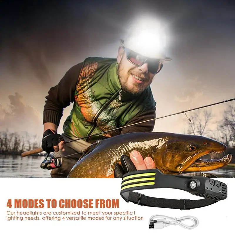 Motion Sensor Headlamp 4 Modes Bright Head Lights Motion Sensor LED Headlamp Rechargeable Running Headlamp For Camping Cycling