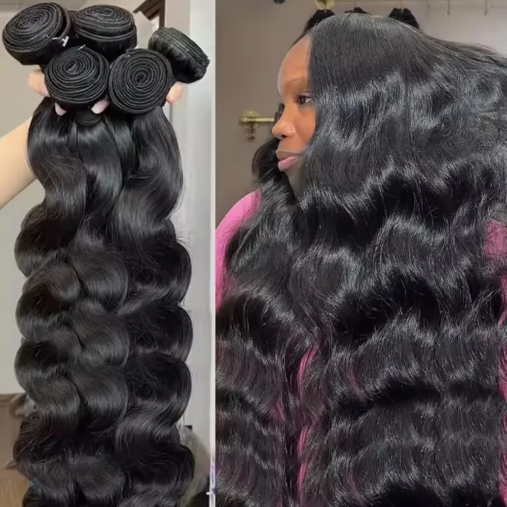 32 Polegada onda do corpo cru 100% não processado cabelo humano wavys duplo desenhado virgem pacotes tecer extensões