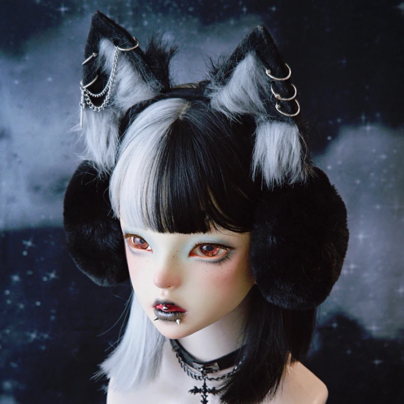 Original Handmade Imitation Fur Cat Ears Wolf Ears Earmuffs Headband Autumn Winter Warm Earmuffs