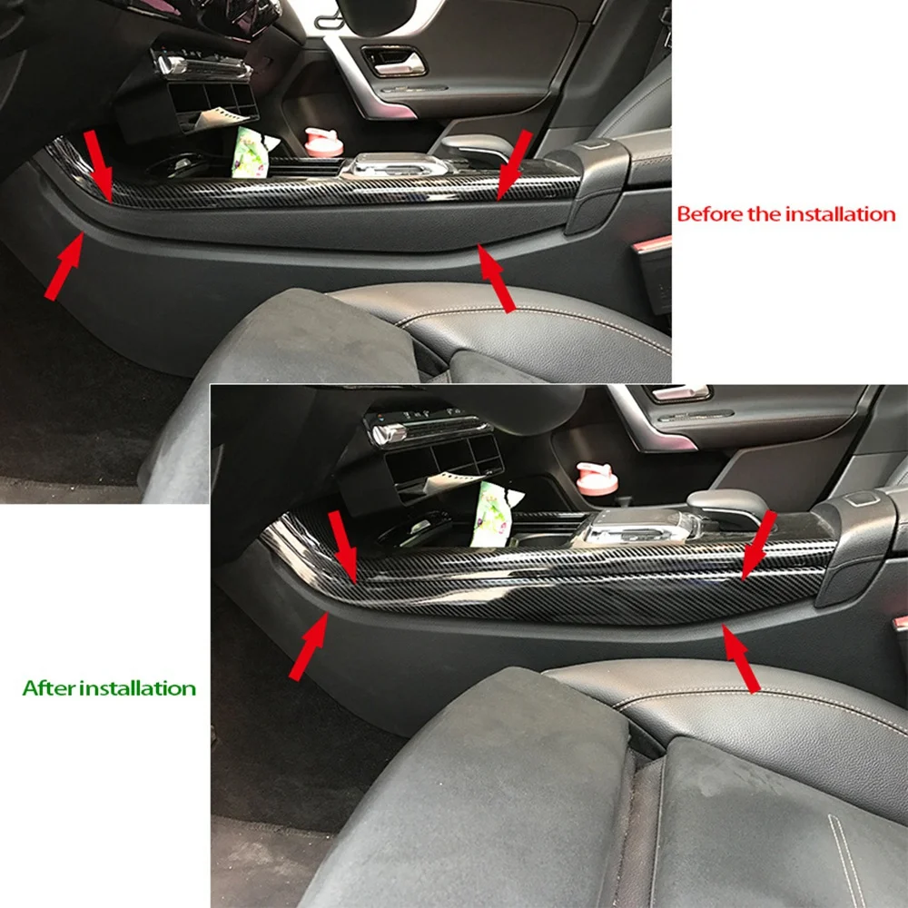 Console Central de Fibra de Carbono, Painel Lateral, Capa Decorativa, Guarnição para Mercedes Benz A, Classe CLA, W177, C118, A180, A200, A220