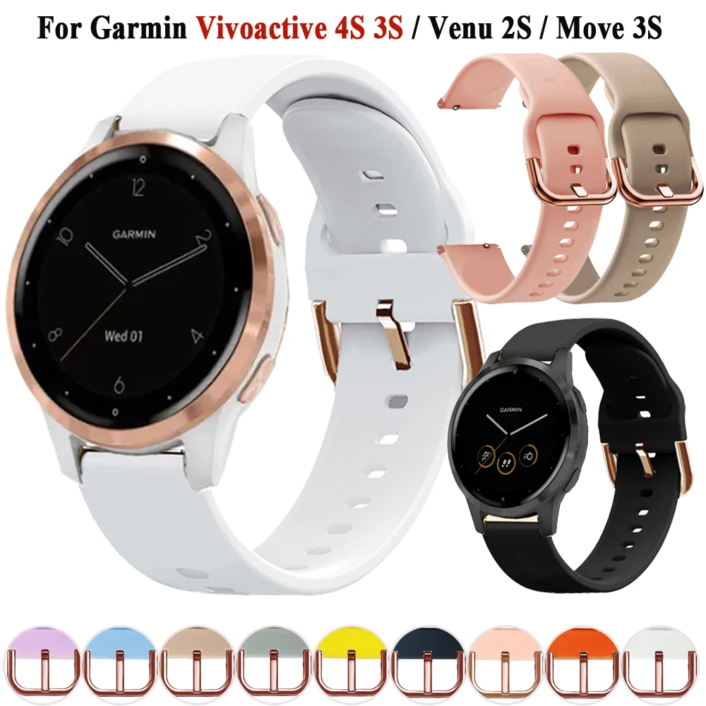 

18mm Smart Watch Band For Garmin Vivoactive 3S 4S/ Move 3S/ Rey Silicone Watch Strap Bracelet For Garmin Venu 2S 3S Wristbands