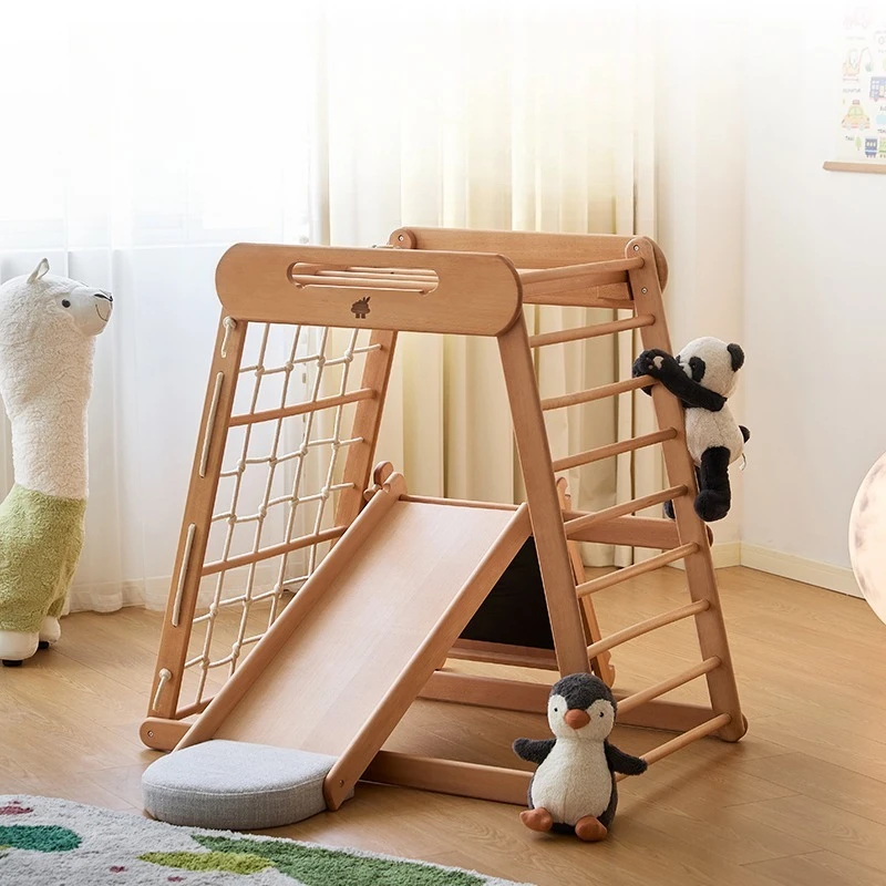 

All-beech multi-functional climbing frame, baby court playground swing slide