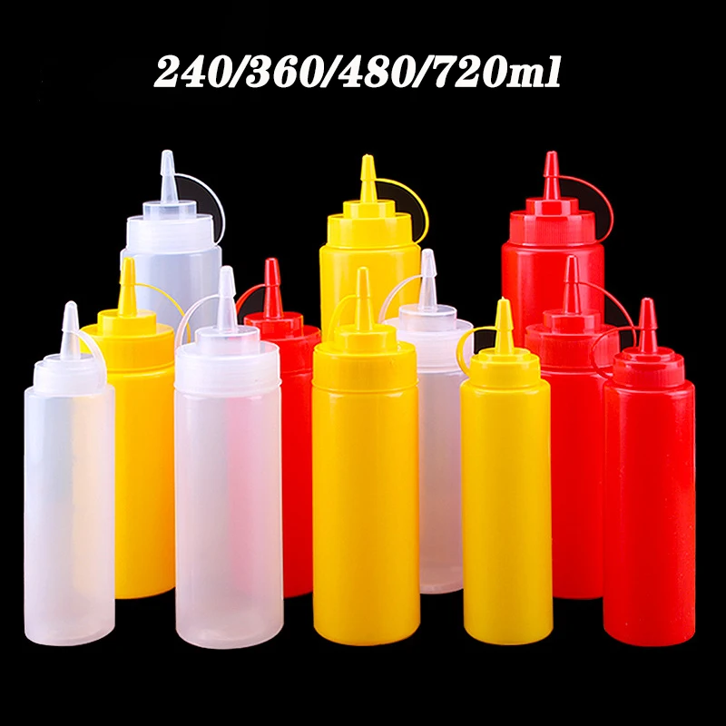 Large Squeeze Condiment Bottles with Nozzles Ketchup BBQ Sauces Olive Oil Bottle Dispenser Squeeze Sauce Bottle Kitchen Gadget