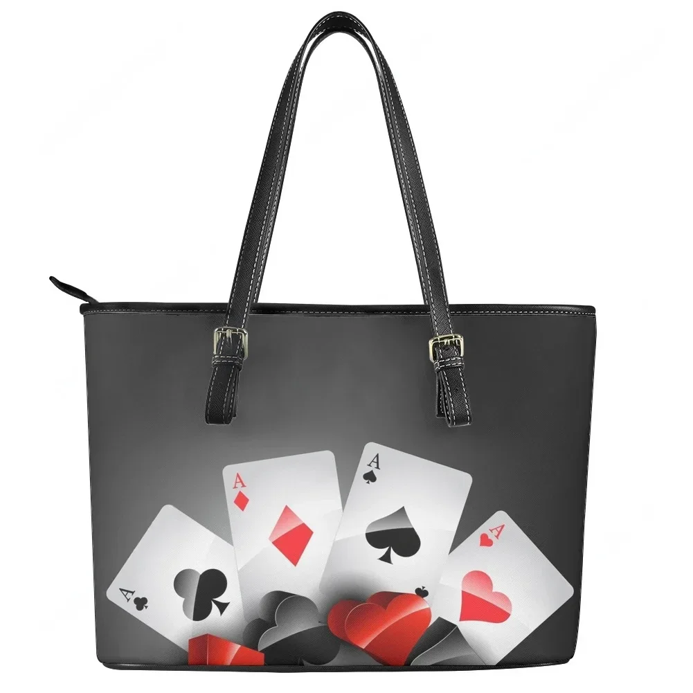 

Сумка-тоут с 3D-принтом игральных карт для покера, на заказ, для женщин и мужчин, кожаная деловая сумка через плечо, дорожная сумка, подарок