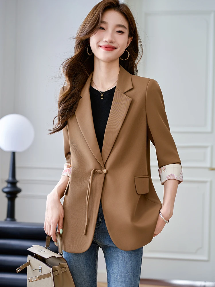 Elegant Coffee Black Apricot Women Ladies Blazer Coat Female Loose Casual Jacket