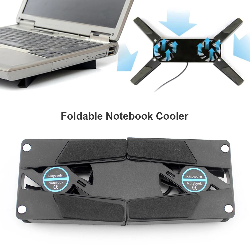 

USB Powered Foldable Cooler Pad with Double 60mm Fans Notebook Cooling Pad Cooling Pad Bracket for Notebook Laptop PC Computer