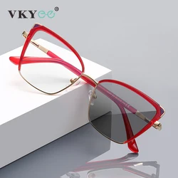 VKYEE New Square Cat's Eye Butterfly Anti-Blue Light Reading Glasses for Women  Customizable Prescription Photochromic PFD3125