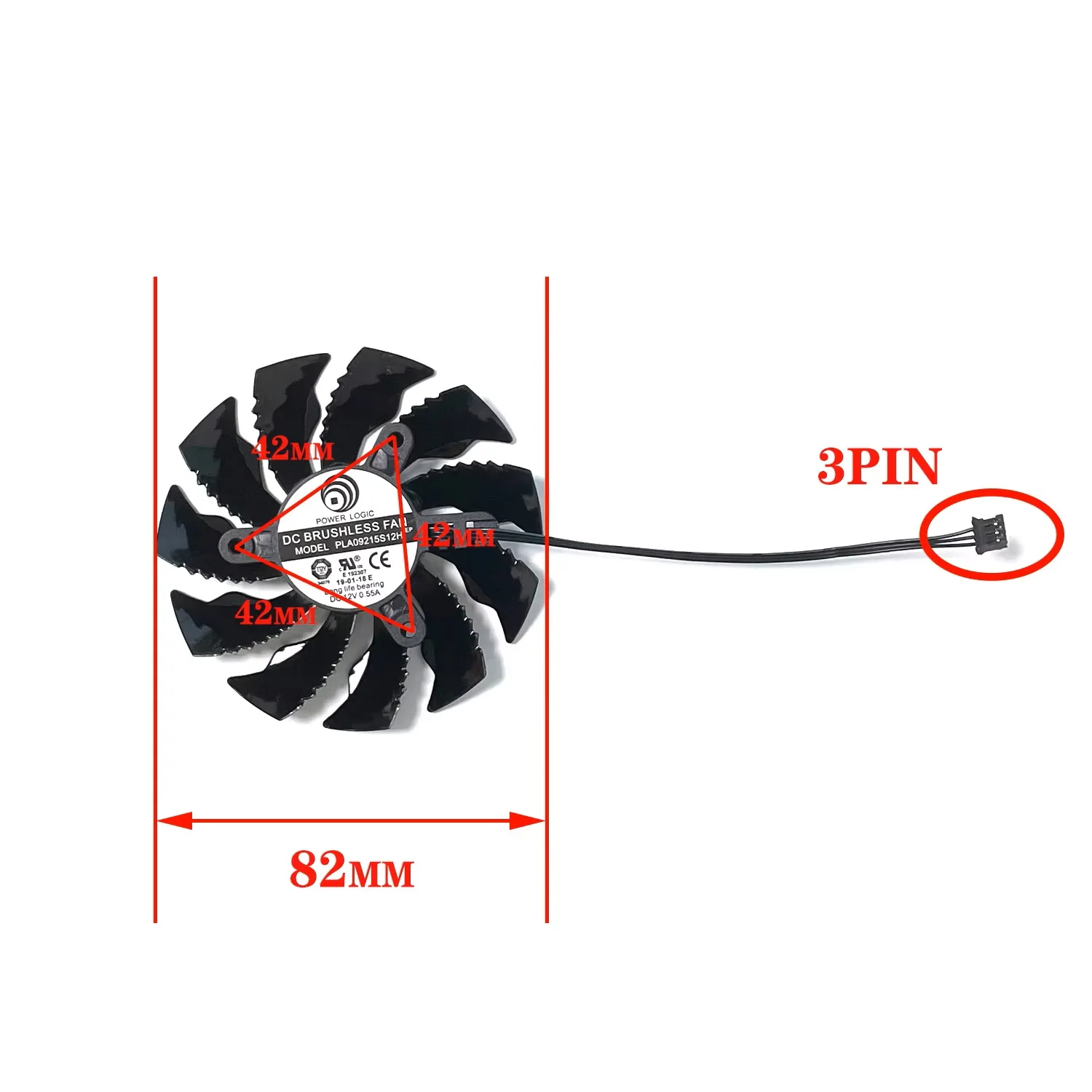 PLA09215S12H 82mm DC 12V 0.55A 3PIN suitable for Gigabyte RTX 2060 RTX2070 GTX 1660 Super 1660 Ti Mini ITX OC graphics card