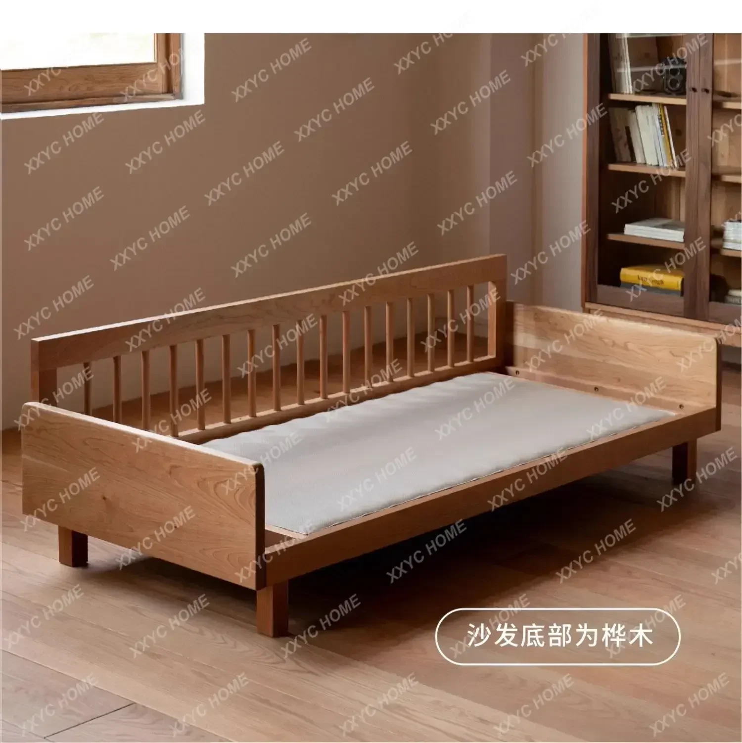 A  Cube sofa, small apartment living room fabric all solid wood simple modern style double sofa5556