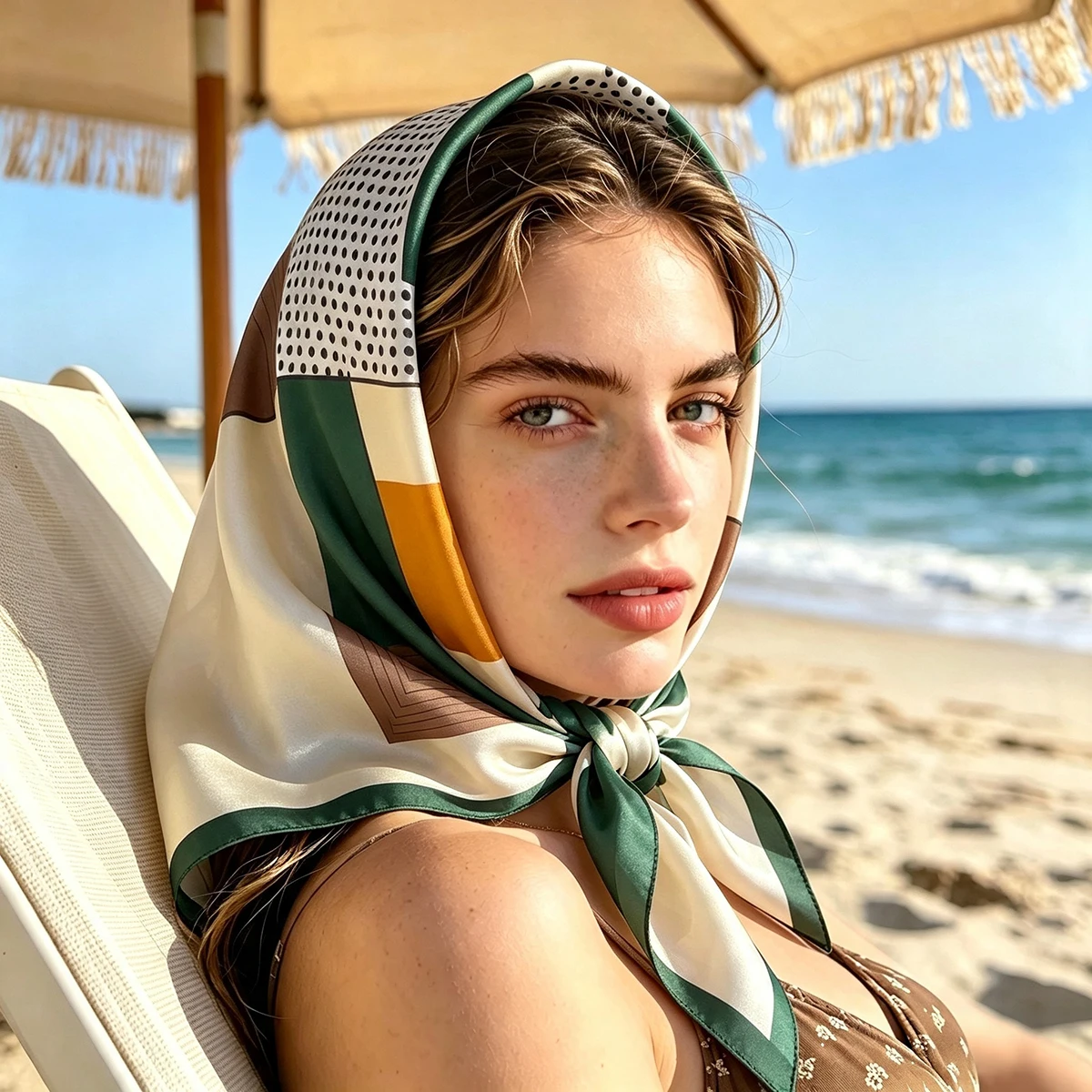2026 Neuer bedruckter Satinschal für Damen, Luxusmarken-Halstuch, Designer-Schal, quadratisches Bandana, Kopfbedeckung für Mädchen, Haarschals