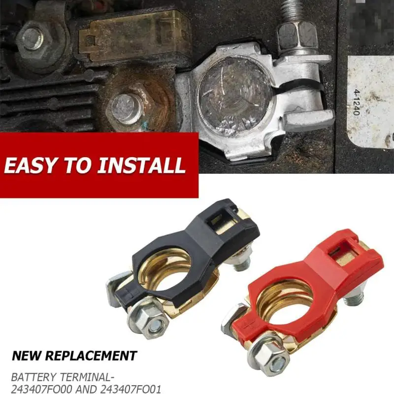 1Pair Car Top Post Battery Cable Terminal Wire Cable Clamps Connectors Positive Negative Battery Terminal Set Terminal Clamps
