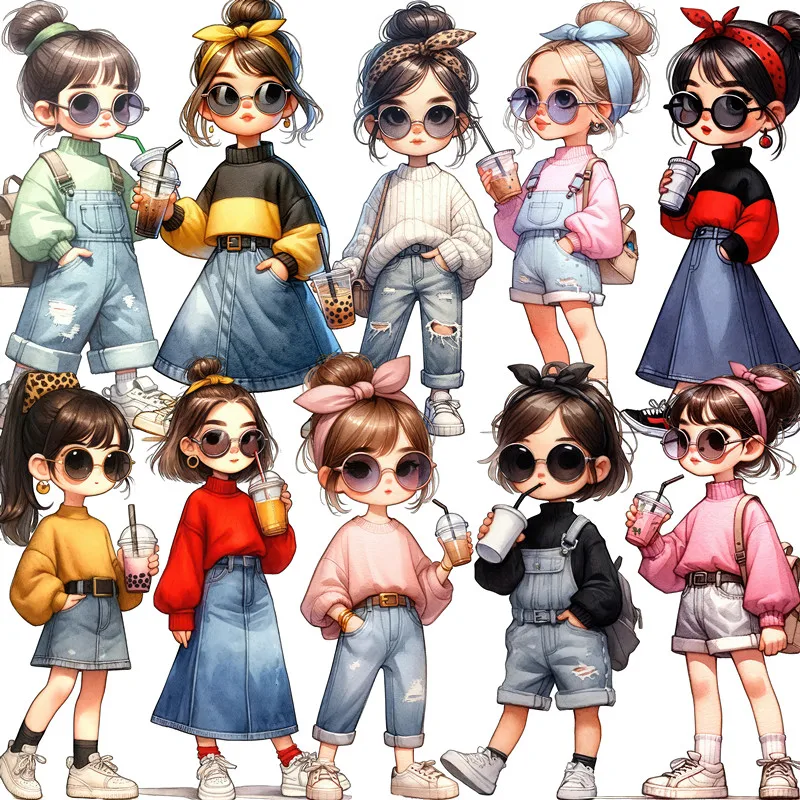 

Drinking girl Stickers Crafts And Scrapbooking stickers kids toys book Decorative sticker DIY Stationery