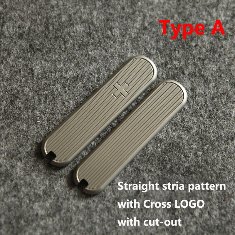 Imagem -02 - Folding Faca Titanium Handle Escala Patches para 58 mm Victorinox Swiss Facas do Exército Linhas Padrão Stria Cruz Faça Você Mesmo Faça Parte Par