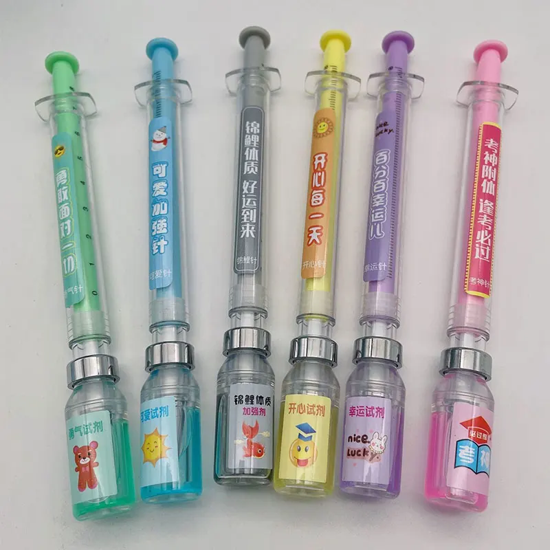 

30Pcs Needle Syringe Gel Pens Vaccine Signature Pen Ballpoint 0.5mm Black Ink Neutral Pens School Office Stationary