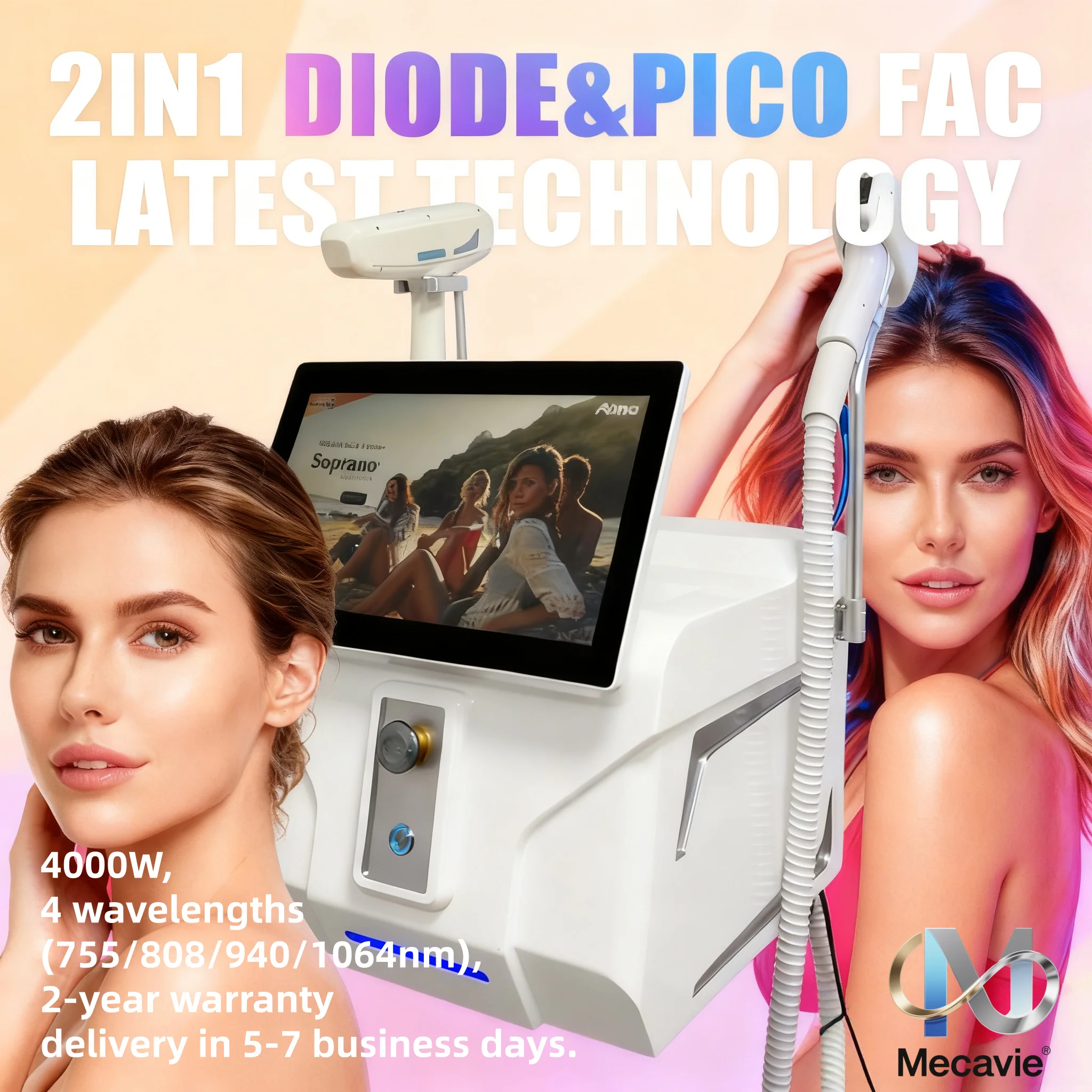 

2in1 Pico Q Switch Painless Diode Laser Hair Removal Machine 755nm 940nm 808nm 1064nm 2025 for Salon Professional