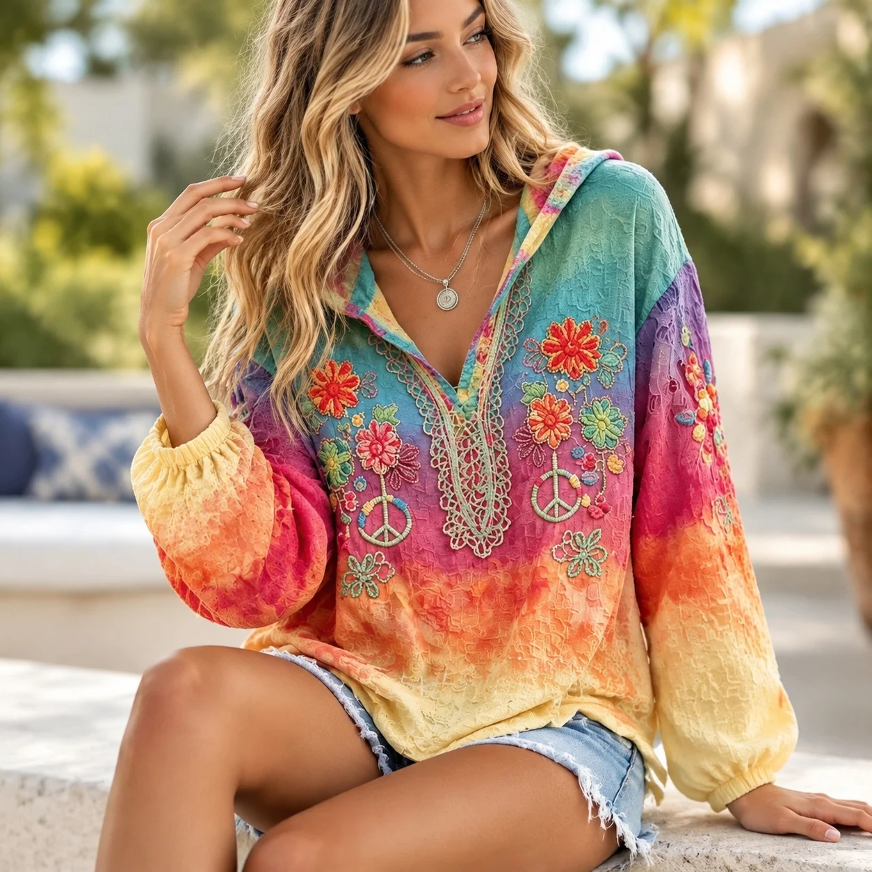 Loose Fit 3D Print T Shirt Regular Length Elegant with 3D Print Blouse V Neck Long Sleeve Summer Fresh T Shirts for Women