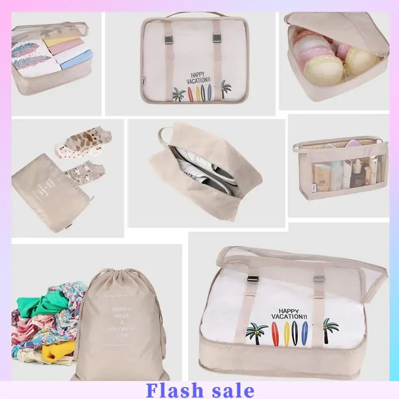 

A06R Capacity Luggage Storage Bags For Packing Square Clothes Underwear Cosmetic Travel Fabric ,H 8PCS