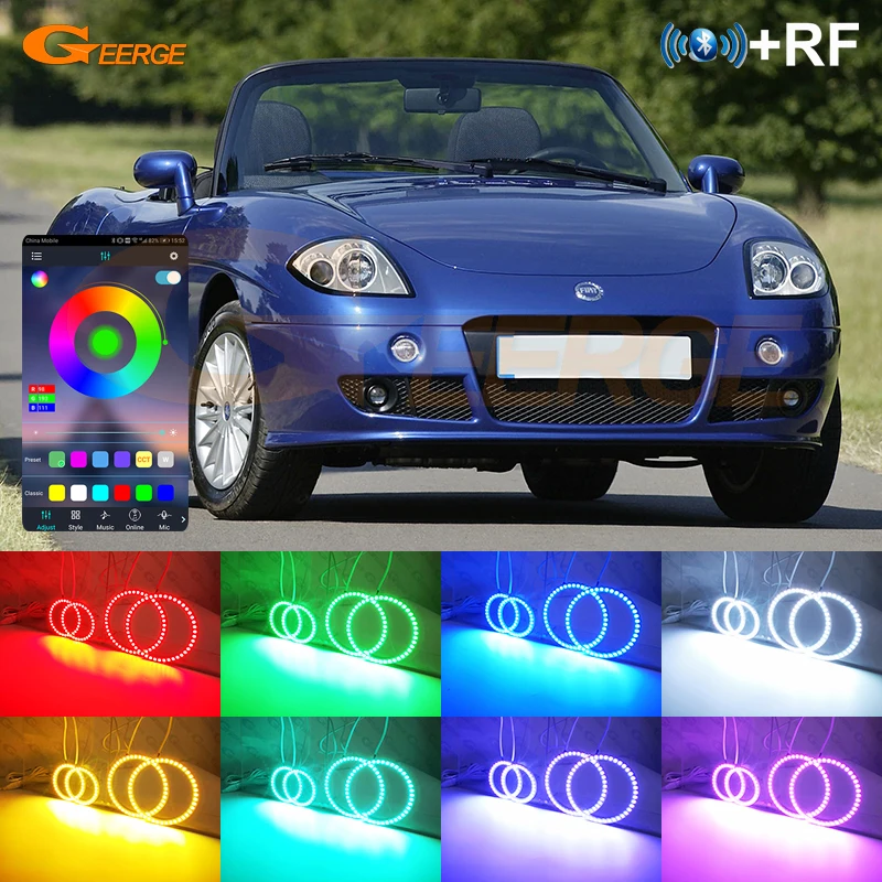 

For Fiat Barchetta 1995 - 2000 2001 2002 2003 2004 2005 Bluetooth APP Multi-Color Ultra Bright RGB LED Angel Eyes Kit Halo Rings