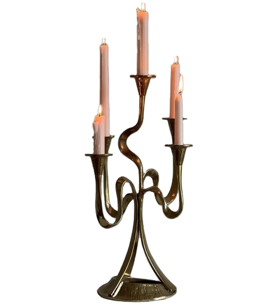 

Изысканный винтажный подсвечник из античной латуни для обеденного стола, лидер продаж, высочайшее качество