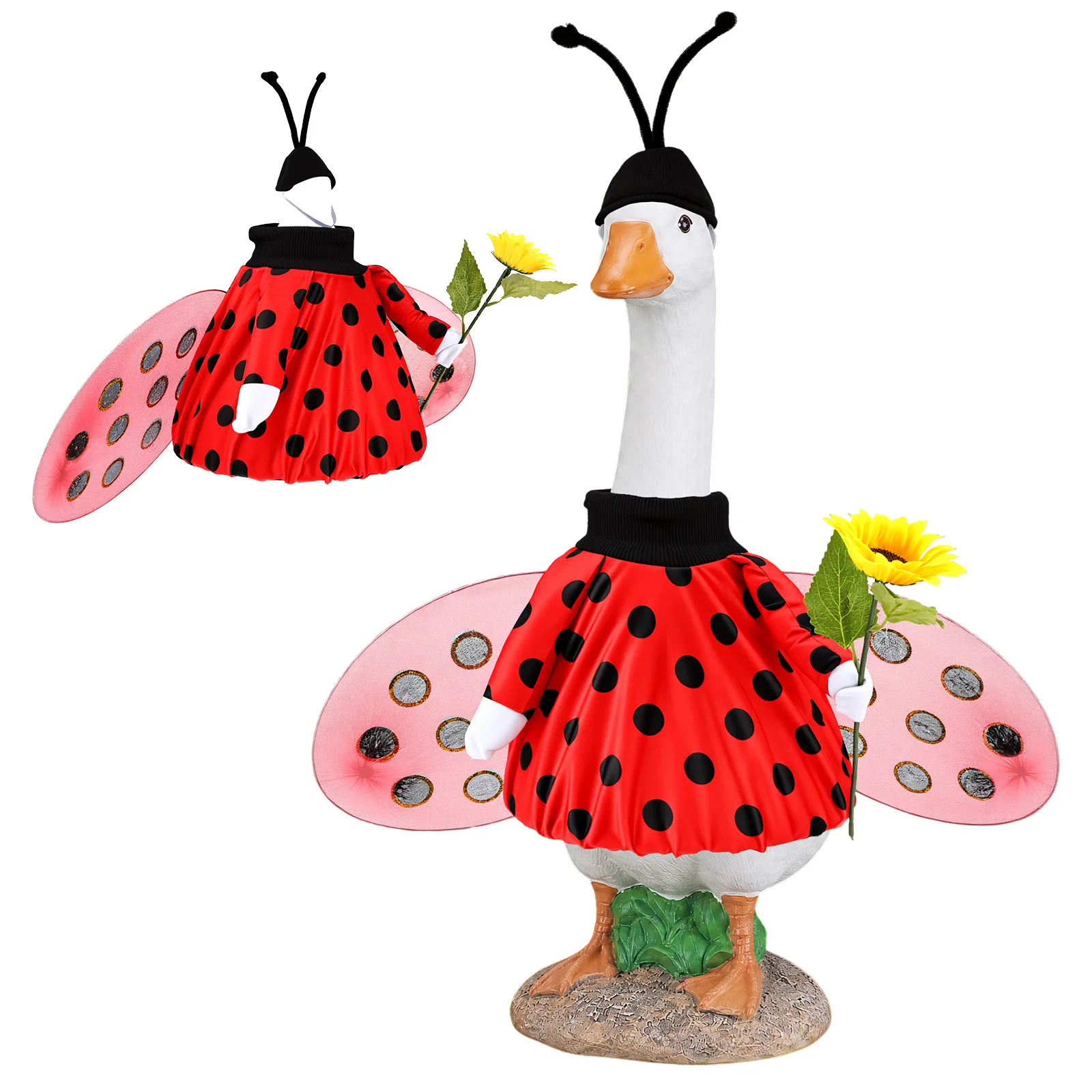 Bee/Ladybug Porch Goose Outfit Decorative Porch Goose Clothes with Wings Reusable Porches Geese Costume for 23