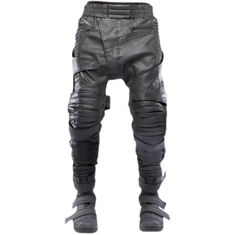 HKSH Spring New Men's Tide Dark Waste Land Waxed Techwear Asymmetrical 3D Cut Motorcycle Casual Cotton Coated Cargo Pants HK5634