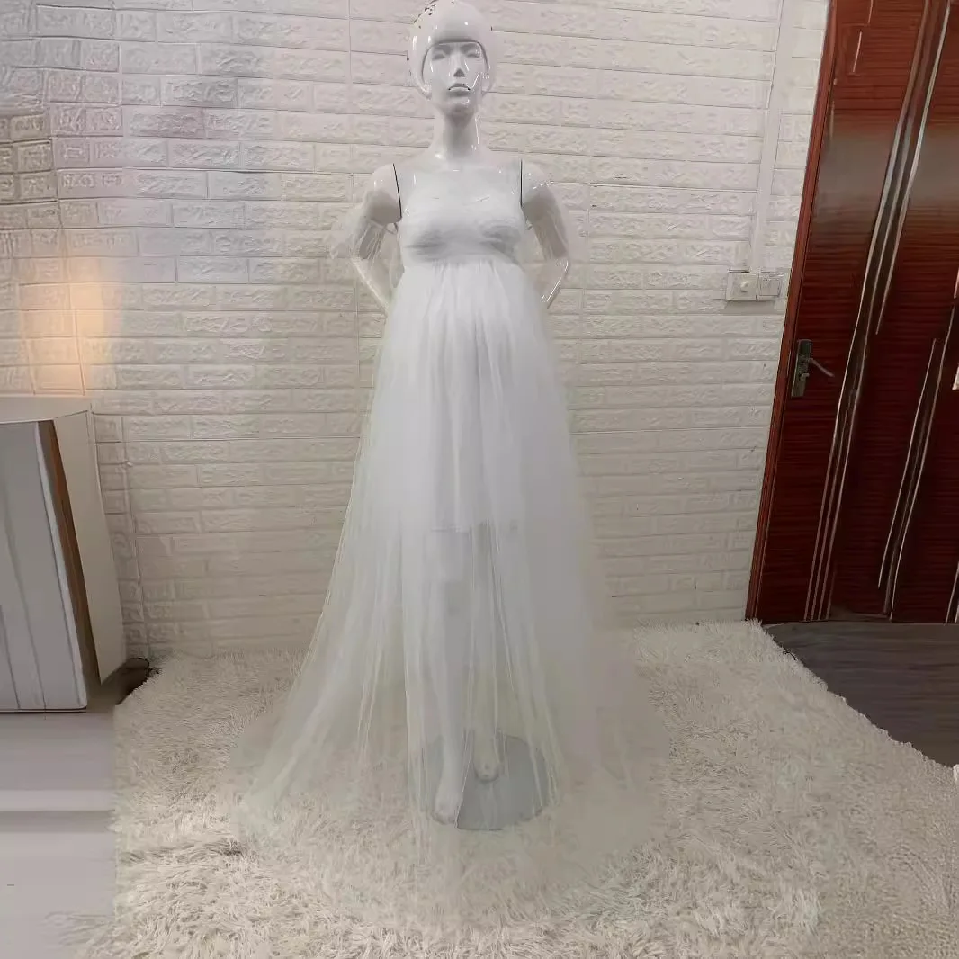 Pregnancy Dresses Maternity Photo Shoot Maxi Gown Off Shouder Lace Mesh Women Clothing for Baby Shower Photography Props
