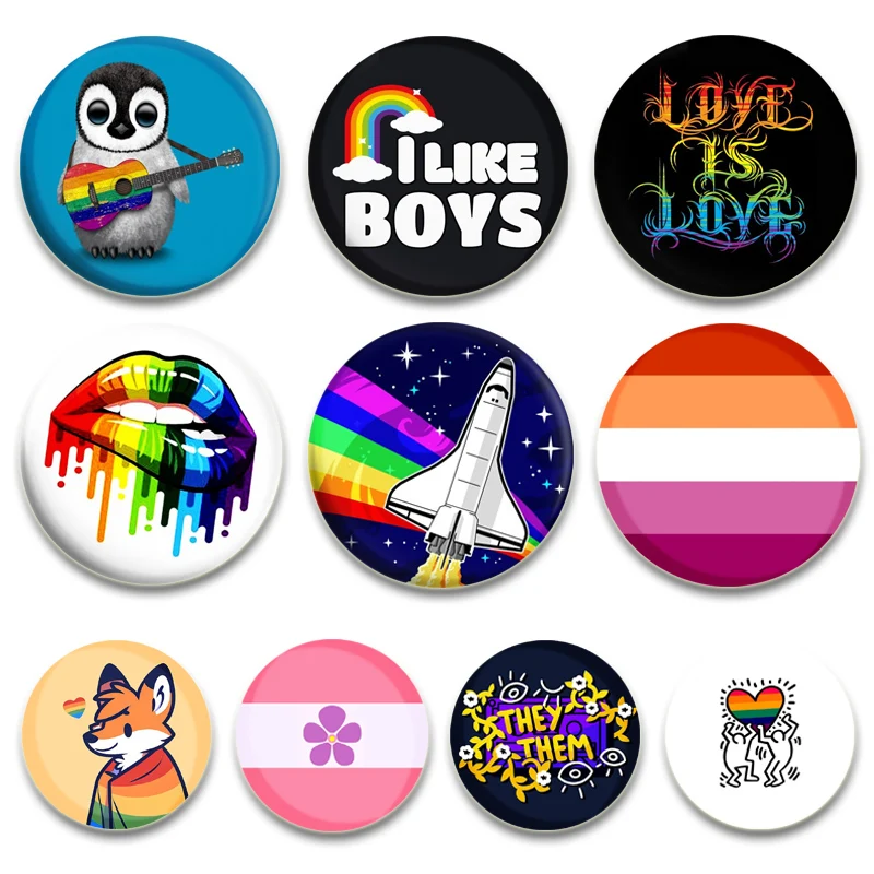 LGBTQ Art Pins Pride Lesbian Gay Rainbow Flag Brooches Pansexual Asexual Bisexu Beautiful Badge Clothes Jewelry Accessories