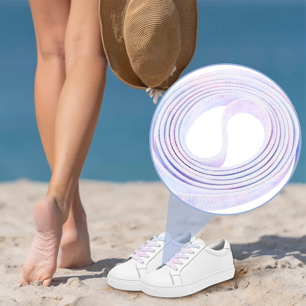 قطعتان من أربطة الحذاء المسطحة ذات اللون الإبداعي، بوليستر متين للأحذية الرياضية والسفر للأطفال والكبار، متدرج أنيق #1