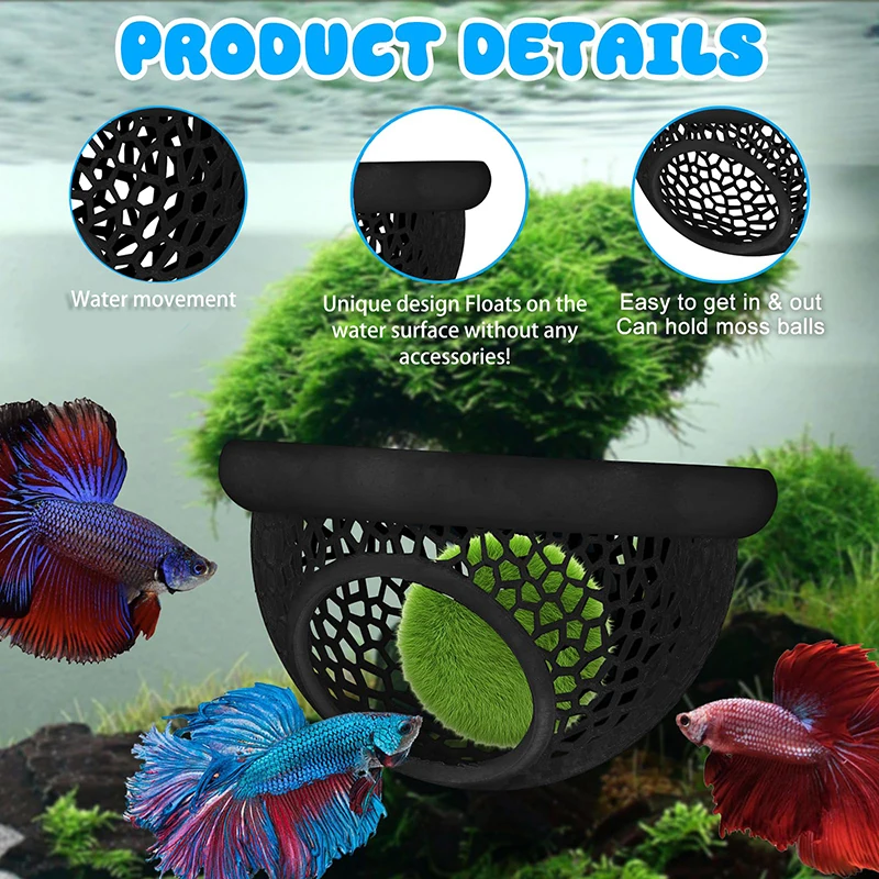 Cueva flotante para ocultar y camarones de Betta, hamaca para acuario 3 en 1, anillo alimentador flotante y punto de descanso, decoración de peces Betta impresa en 3D